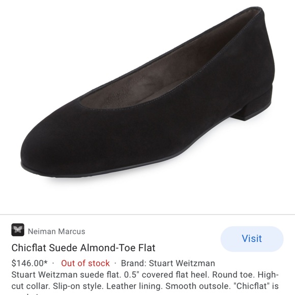 Stuart Weitzman Chicflat Suede Almond-Toe Flat - Picture 1 of 3